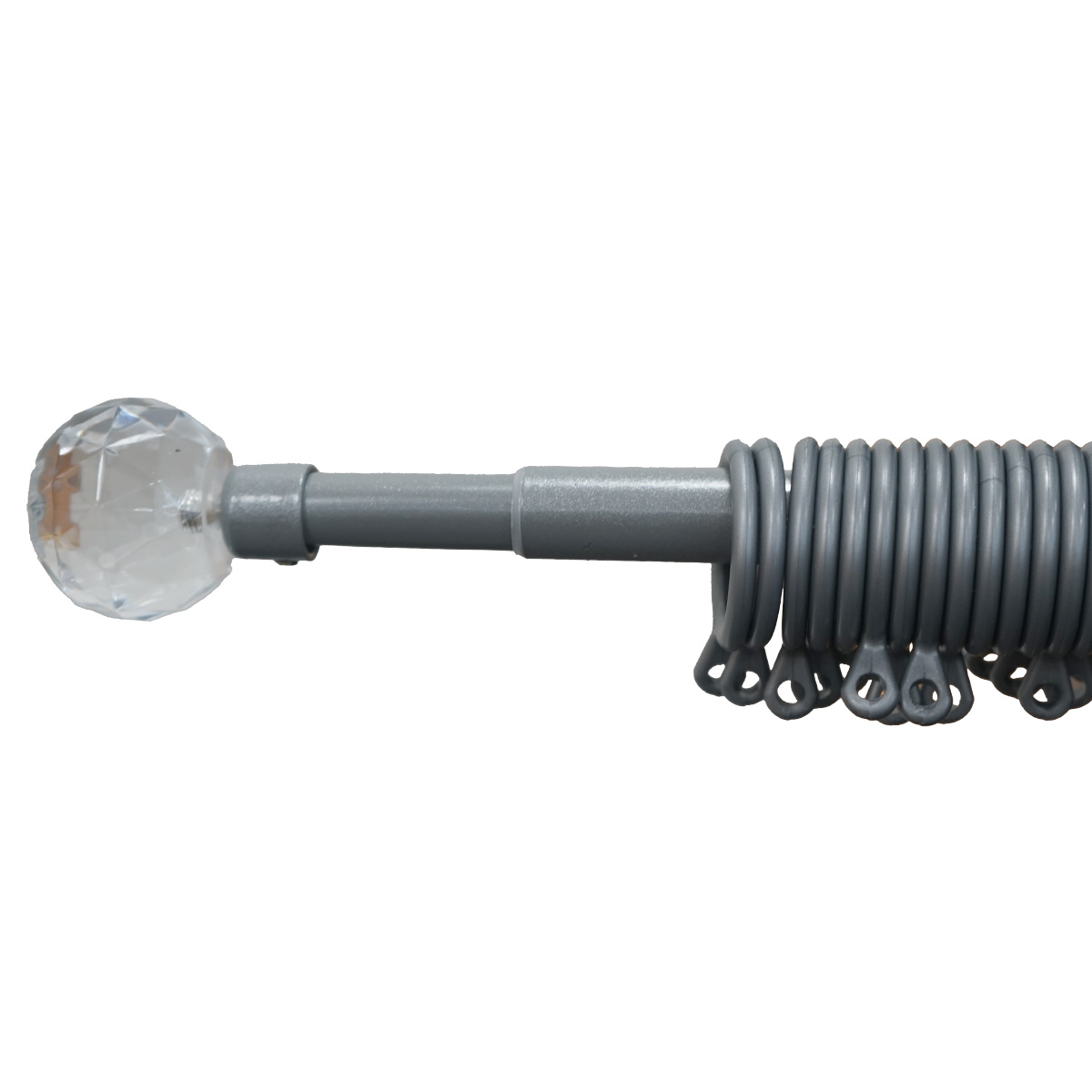Ball 13/16mm Silver Curtain Extendible Pole 1.2-2.1m