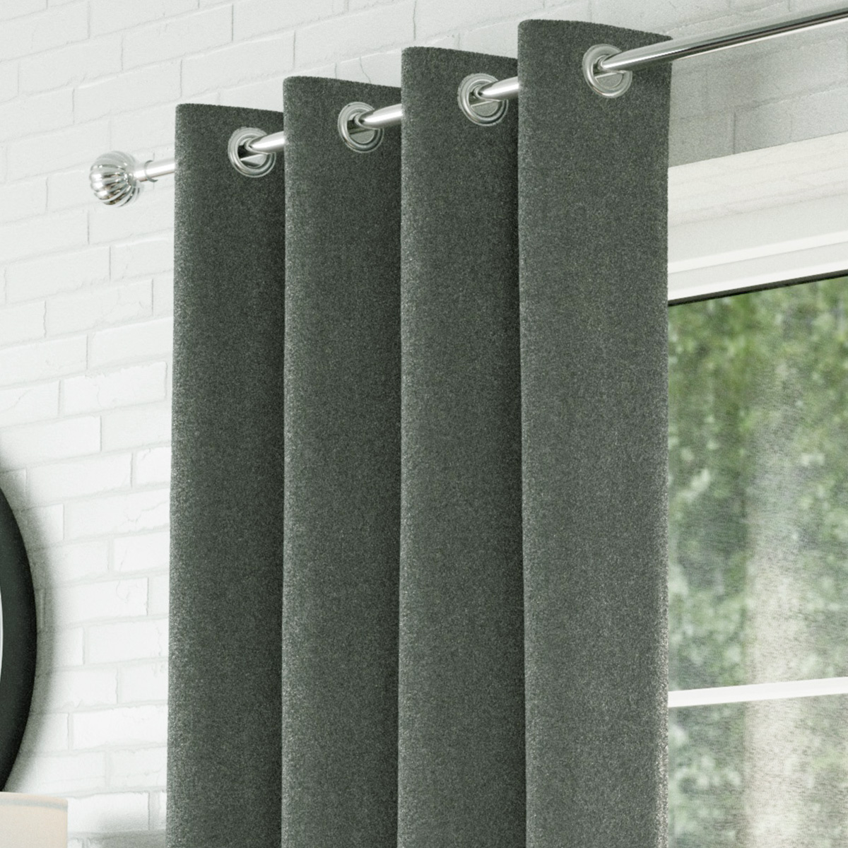 Cannes Silver Ready Made Eyelet Curtains