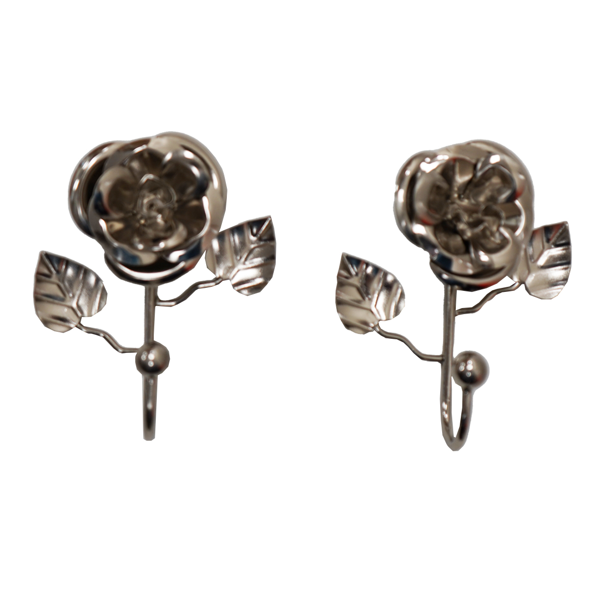 Rose Satin Silver Hook Pair