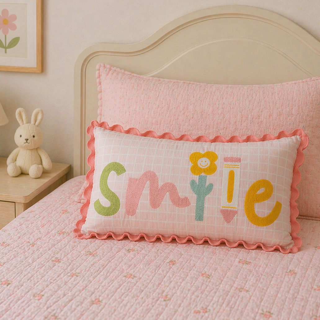 Smile Pink Filled Boudoir Cushion
