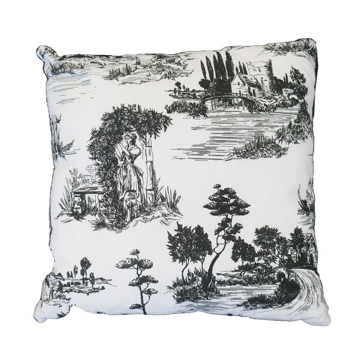 Toile Black Filled Cushion