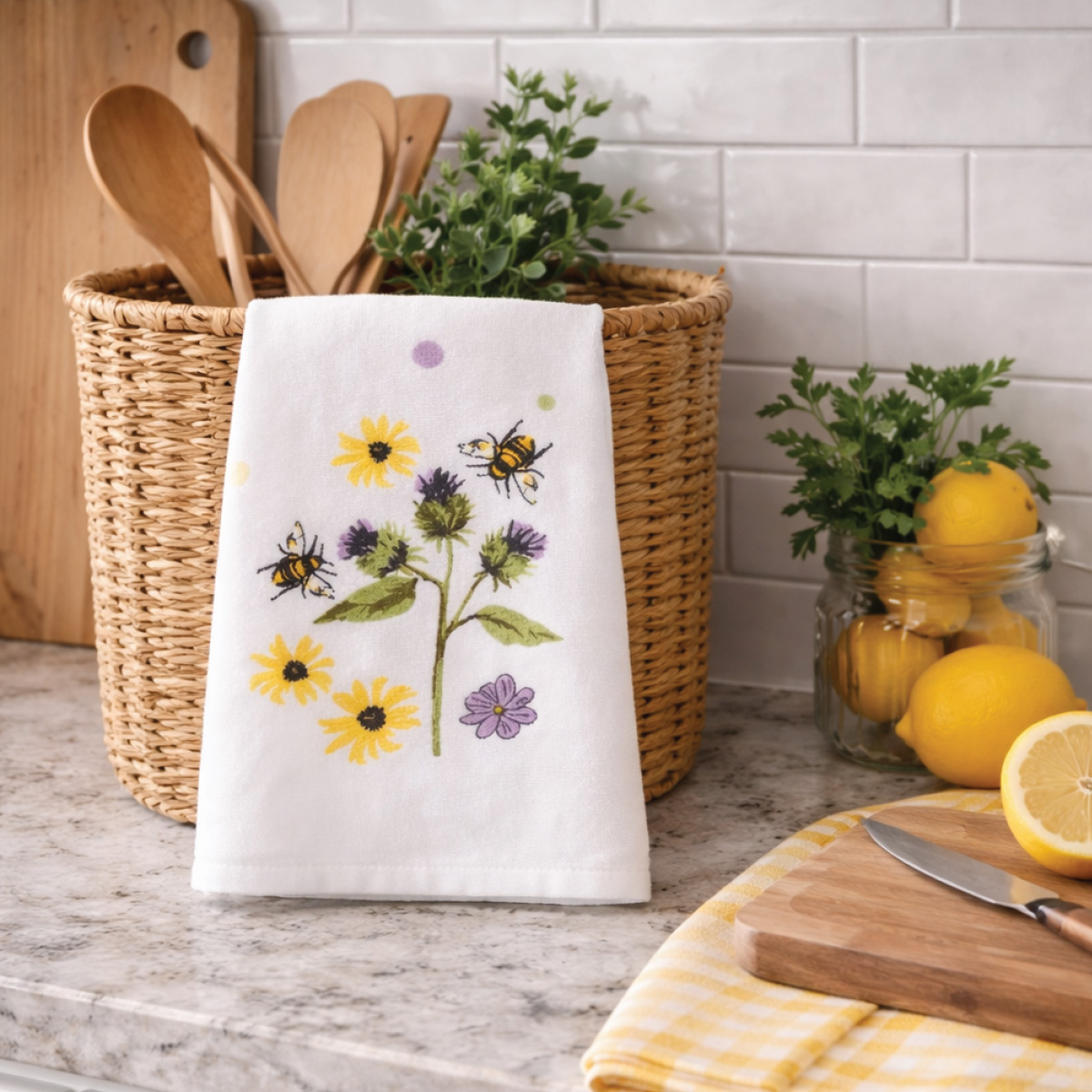 Velour Bee Meadow Tea Towels 3pk