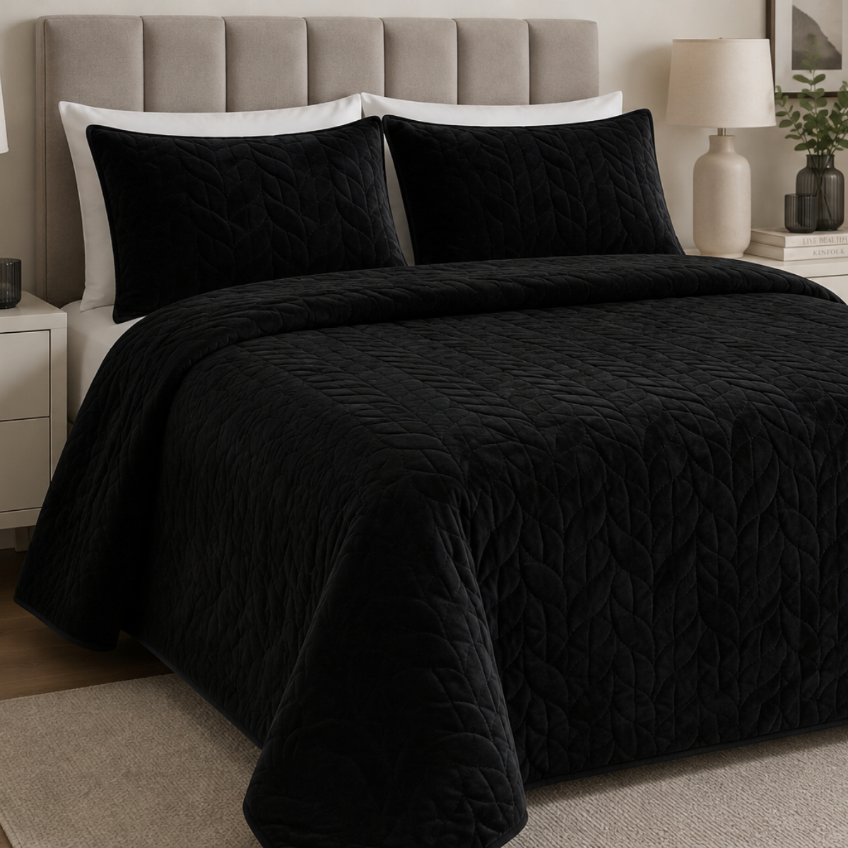 Juliette Black Bedspread 200x240cm