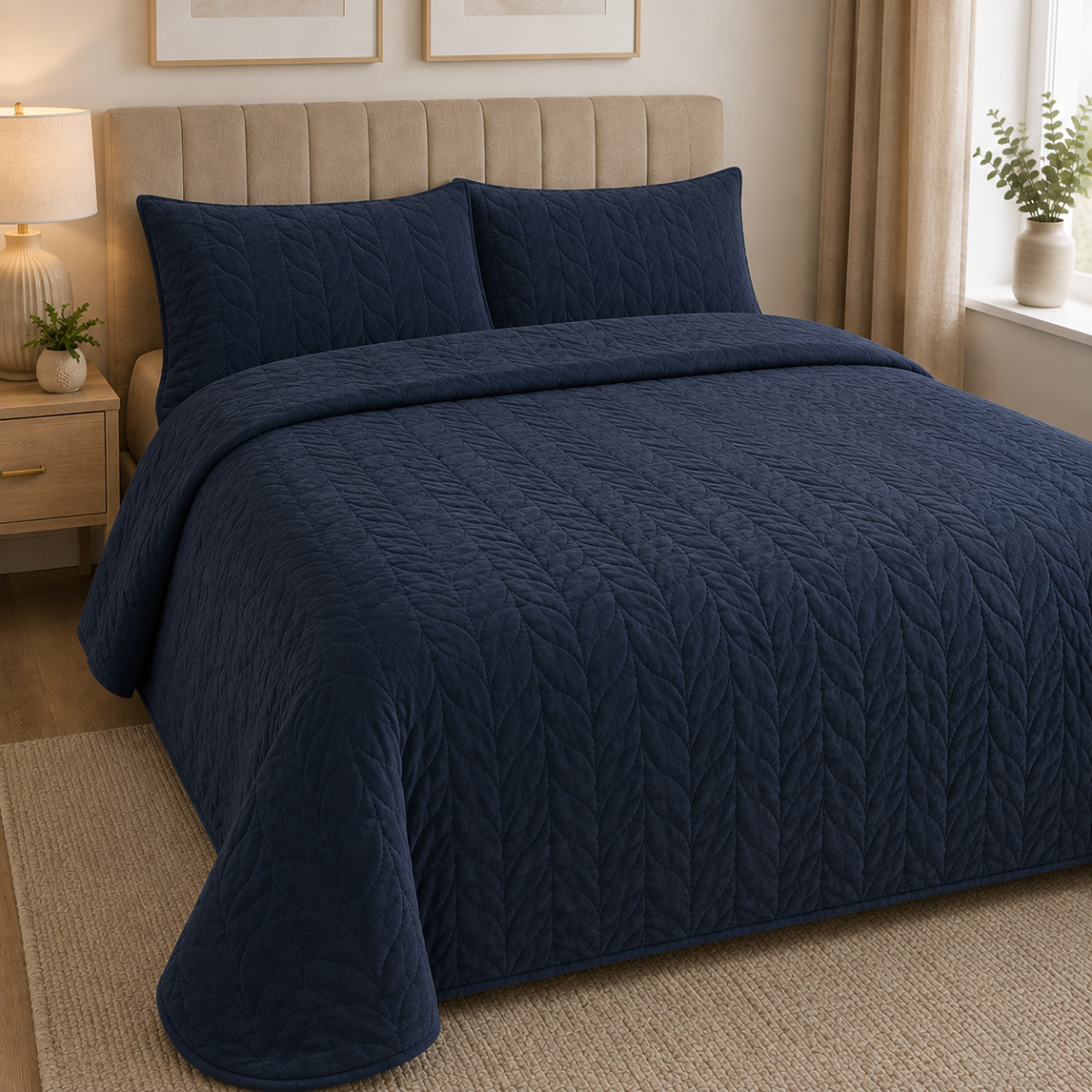 Juliette Dark Blue Bedspread 200x240cm
