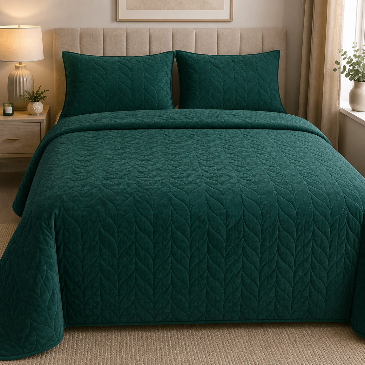 Juliette Dark Green Bedspread 200x240cm