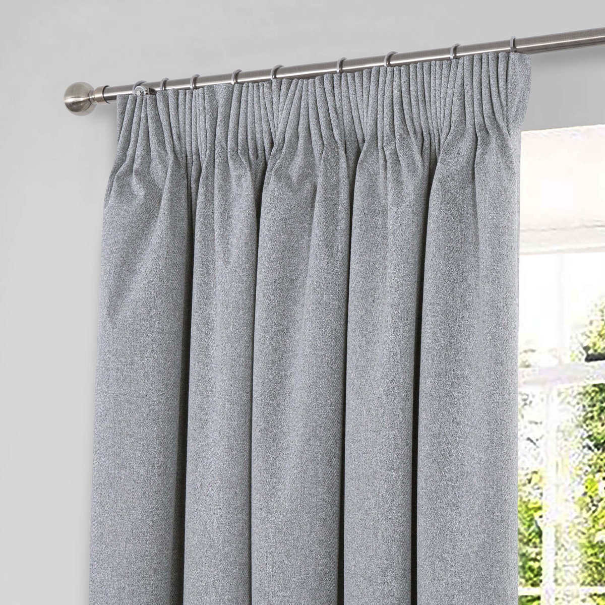 Venus Silver Blackout Ready Made Pencil Pleat Curtains