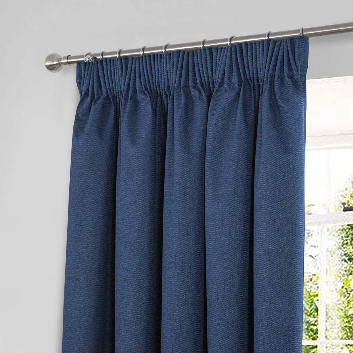 Venus Navy Blackout Ready Made Pencil Pleat Curtains
