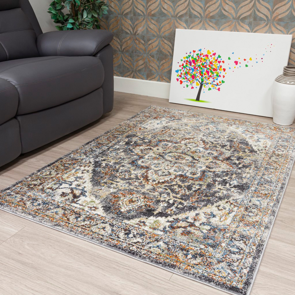 Verdi Rosette Blue Rug