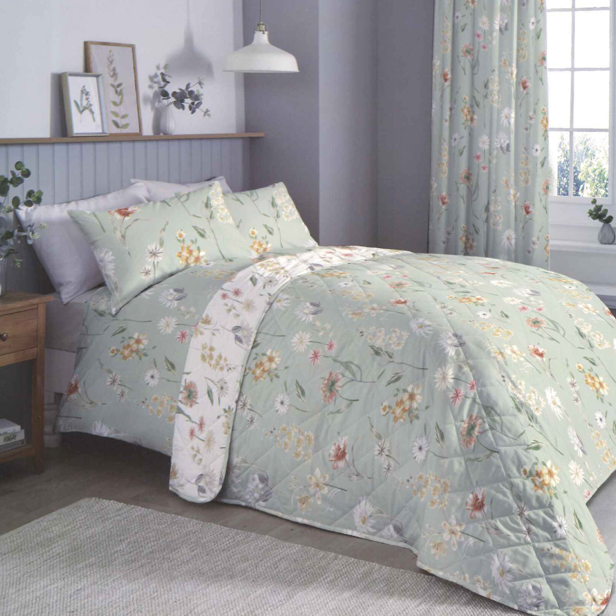 Verity Green Cotton Rich Duvet Cover Set