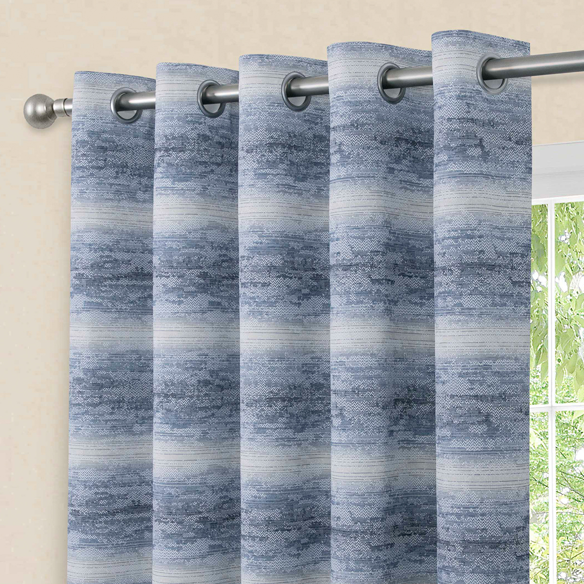 Visage Blue Blackout Ready Made Eyelet Curtains