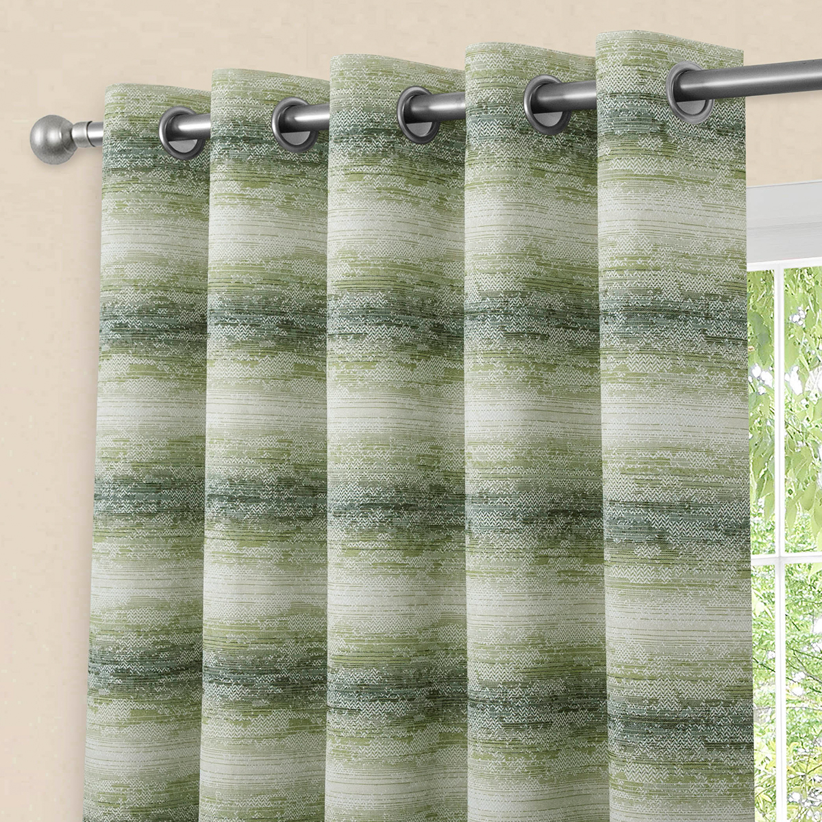 Visage Green Blackout Ready Made Eyelet Curtains