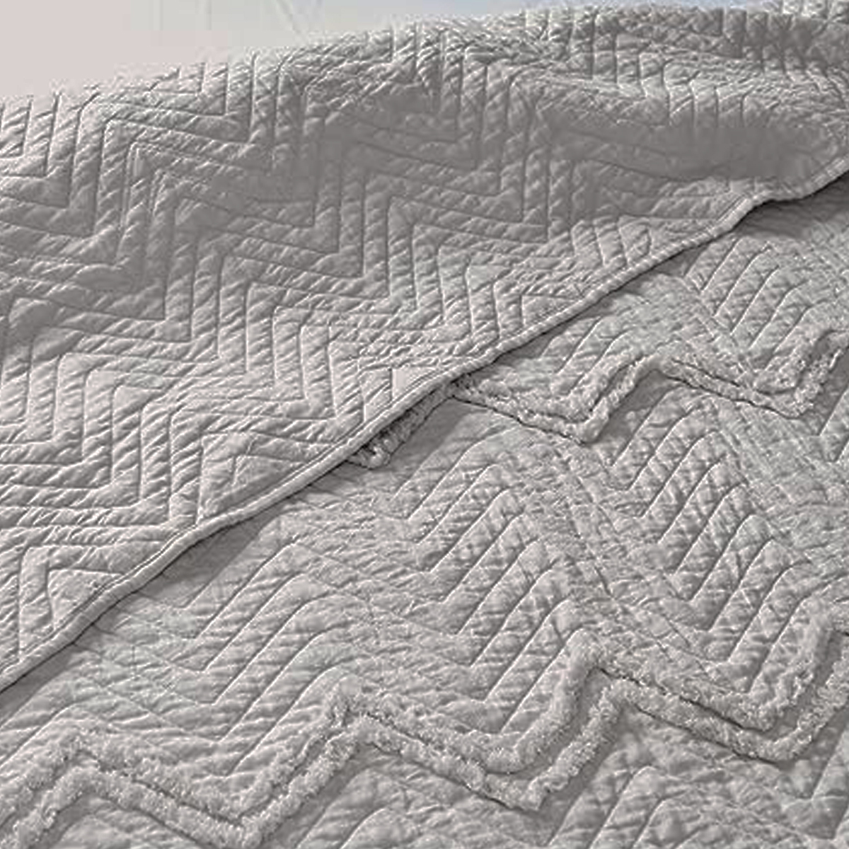 Zig Zag Grey Bedspread 150x200cm